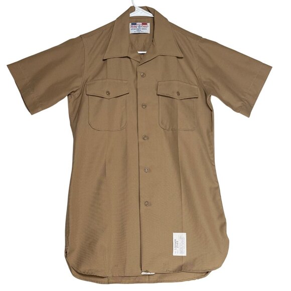 Flying Cross USMC Khaki Service Shirt Small Short Sleeve 55/45 Wool Poly USA - Picture 1 of 8